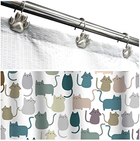 Sunlit Fashion Design Cute Paw Print Polished Shower Curtain Hooks - Image 4
