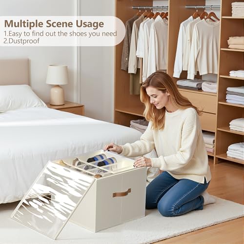 Vincona Shoe Organizer for Closet, 2 Pack Foldable Shoe Storage Bins - Image 6