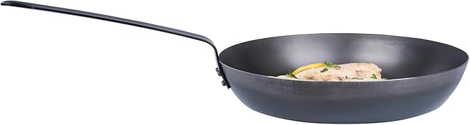 Restaurantware-Met Lux 13 Inch Fry Pans, 6 Lightweight Frying Pans - Induction-Ready, Triple-Riveted, Black Carbon Steel Cooking Skillets, Durable, For Searing, Sauteing, And Browning Food