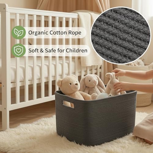 JMvicyroam 96L Large Woven Cotton Rope Blanket Basket - Image 4