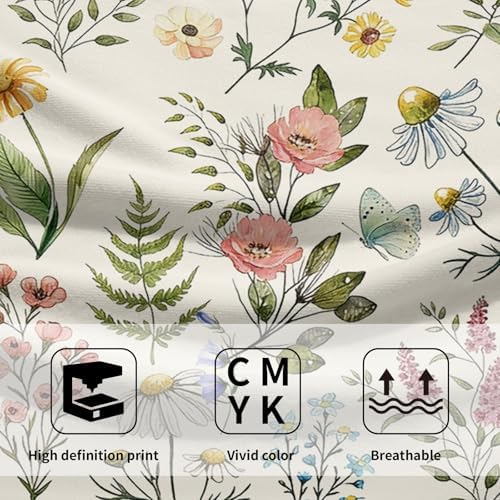 Watercolor Wildflowers Spring Summer Kitchen Towels 14"x28" Set of 2 Rustic - Image 3