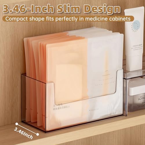 PAVSTINE 2 Pack Clear Medicine Cabinet Organizer, Slim Open Face Mask Storage - Image 4