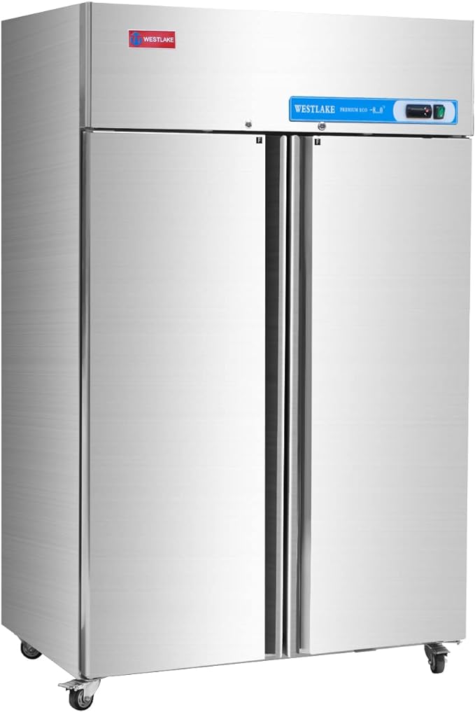 WESTLAKE Commercial Freezer 48"W 2 door 2 Section Stainless Steel Reach in Solid door Fan Cooling 36 Cu.ft Freezer for Restuarant, Bar, Shop, etc