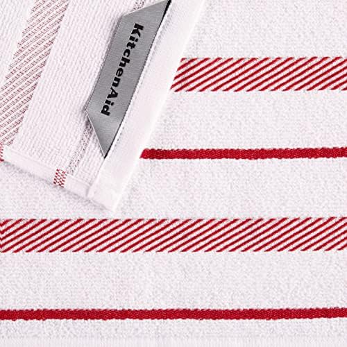 KitchenAid Albany Dishcloth 8 Pack Set, Passion Red/White - Image 4