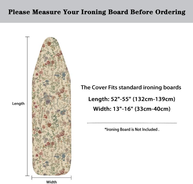 Retro Ditsy Floral Ironing Board Cover Beige Forest Flowers Standard Size 15" X - Image 6