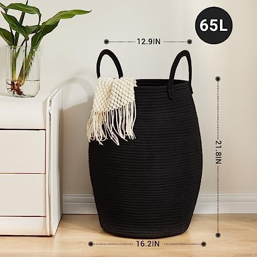 Large Laundry Hamper Basket 65L Woven Blanket Basket - Image 3