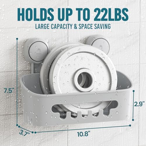TAILI Shower Caddy Suction Cup, Bathroom Organizer Shelves Grey 2 pack - Image 4