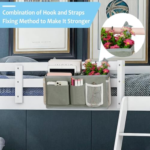 Lilithye Bedside Caddy, Bedside Storage Bag Hanging Organizer - Image 3