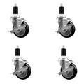 Service Caster Brand Replacement Set for Uline Casters - Swivel 1-1/2 Inch Expanding Stem Casters with 4 Inch Black Polyurethane Wheel-Includes 4 Swivel Casters and Brakes- Fits Uline Worktable H-5746