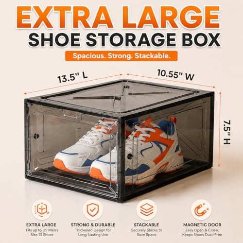 Translucent Black Shoe Storage Box, 2026 2nd Gen Thickened Hard Plastic - Image 2