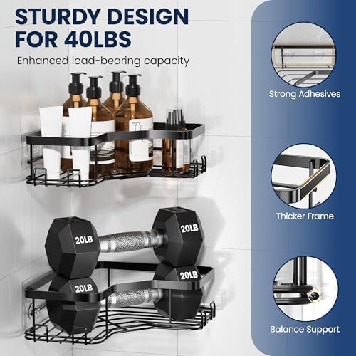 MAXIFFE 3 Pack Corner Shower Caddy - Image 6