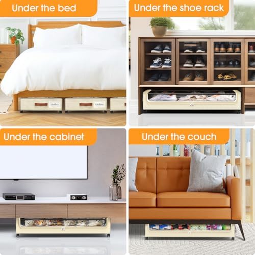 Under Bed Storage with Wheels 3Pack Storage Containers with Clear Window - Image 7