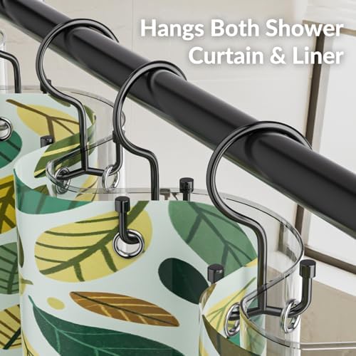 OEH Shower Curtain Hooks, Durable Black Shower Curtain Hooks Rust Proof - Image 6