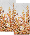 Orange Eucalyptus Hand Towels Pack of 2 Fall Leaves Face Towel Rustic Botanical by Granbey