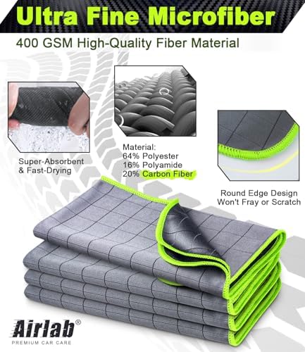 Carbon Microfiber Towels for Car Glass Window Polishing, Light Grey-Green - Image 4