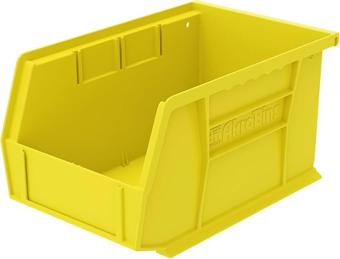 Akro-Mils 30237 AkroBins Plastic Storage Bins, Space-Saving Stackable Bins for Garage, Pantry, Craft Organization, 9-" x 6-" x 5-", Yellow, 12-Pack