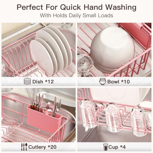 MAJALiS Pink Dish Drying Rack Over The Sink - Image 6