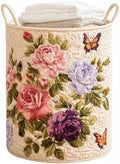 Quilted Laundry Basket with Handles, Boho Floral Quilted Storage Hamper by Unknown
