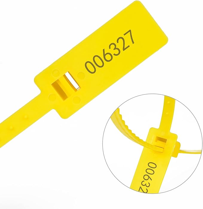 Heavy Duty Plastic Security Seal Self Locking Tamper Evident Shipping Tags 337 mm 13.2" (Yellow 500 PCS)