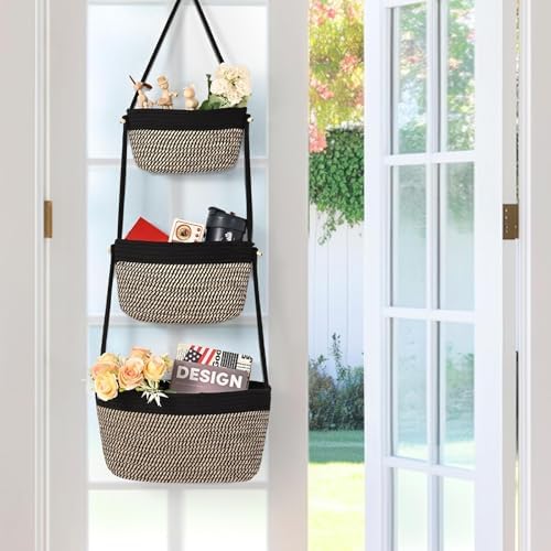 Hanging Basket, 3-Tier Woven Wall Basket - Image 3