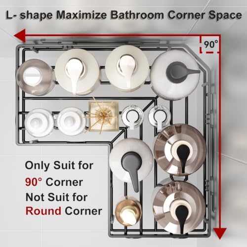 Liuoud Corner Shower Caddy 5 Pack Adhesive Stainless Steel Organizer Black - Image 5