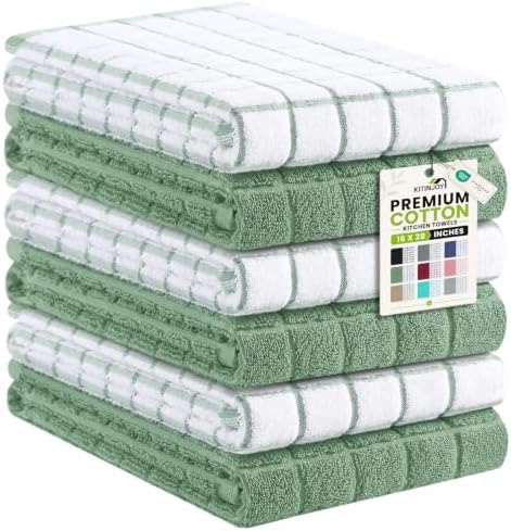 Kitinjoy Premium Kitchen Towels, Large 100% Cotton Terry 390 GSM Kitchen Hand by Kitinjoy