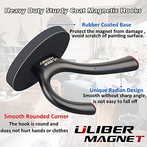 ULIBERMAGNET Strong Magnetic Double Hooks, 2 Pack Heavy Duty Sturdy Coat - Image 5
