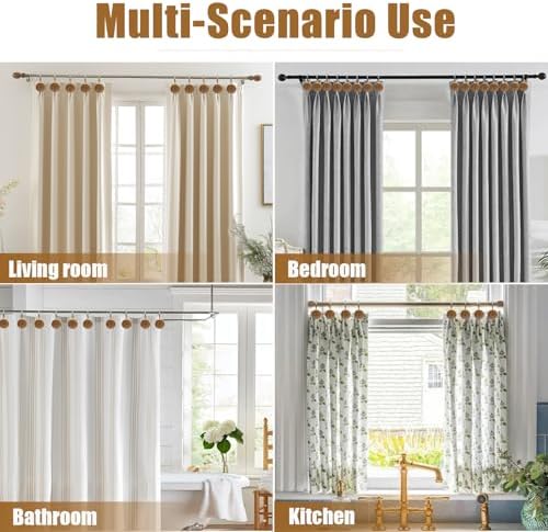 Shower Curtain Hooks, Wood Decorative Shower Curtain Rings, Modern Round Log - Image 6