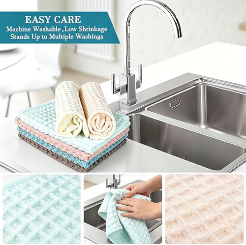 vfaejll Kitchen Towels Set 6 Pack, 100% Cotton Waffle Weave Dish Cloths & Dish - Image 3