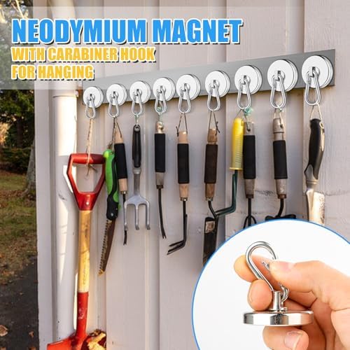 200Lbs Magnetic Carabiner Hook 2 Pcs Strong Magnetic Hooks Heavy Duty - Image 7