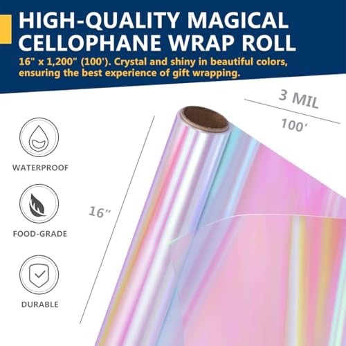 PerkHomy Clear Cellophane Wrap Roll 16" 3 Mil Thick Cellophane - Image 2