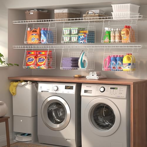 3-Pack Large Hanging Laundry Basket: Wire shelves - Image 4