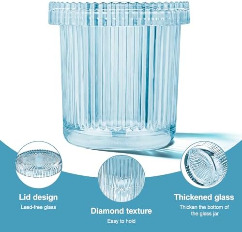 Glass Qtip Dispenser 2 Pack, Pads & Floss Picks, Vanity Makeup Essential - Image 4