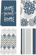 Artoid Mode Blue Grey Stripes Home Sweet Home Boho Winter Kitchen Towels Dish by ArtoidMode