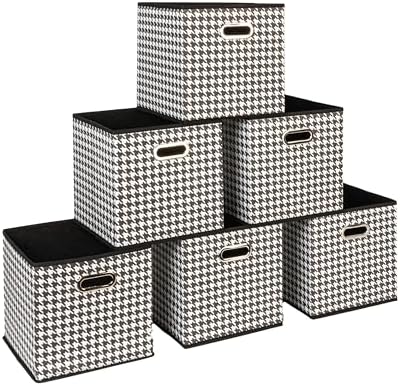 Household Essentials Foldable Fabric Storage Cubes 6-Pack – 11x11x11 Stackable by HouseholdEssentials