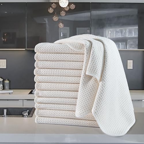 POLYTE 340 GSM Microfiber Waffle Kitchen Dish Tea Towel, 16x28 in, 12 Pack - Image 6