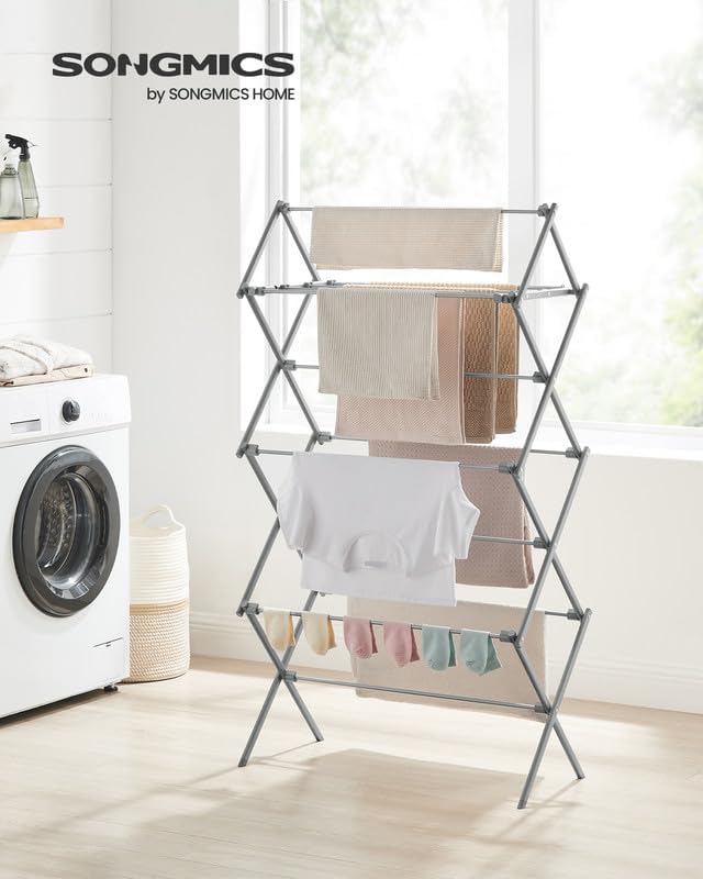 SONGMICS Foldable Clothes Drying Rack, Laundry Drying Rack, Clothes Airer - Image 2