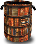 Wooden Bookshelf Laundry Basket Oxford Cloth Foldable Hamper 18.9x16.5inch by SELIONLIKN