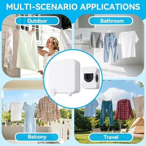Retractable Clothesline Indoor Outdoor 20 FT, Heavy Duty Clothes Drying Laundry - Image 5