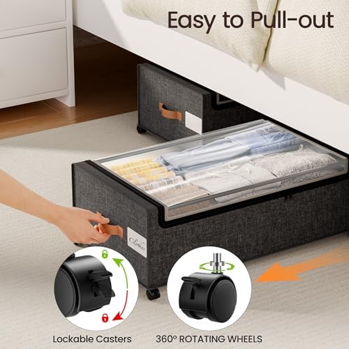 Yecaye 95L Under Bed Storage Containers, Fits 11" Under Bed, 2 Pack - Image 6