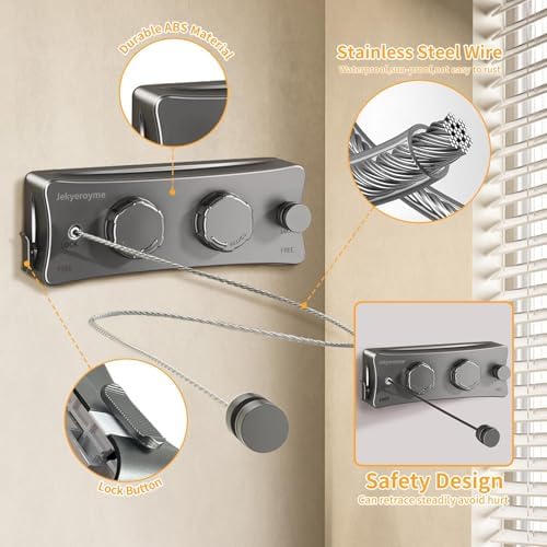 Retractable Clothesline, 16.7 Ft Stainless Wire Double Clothes Line - Image 5