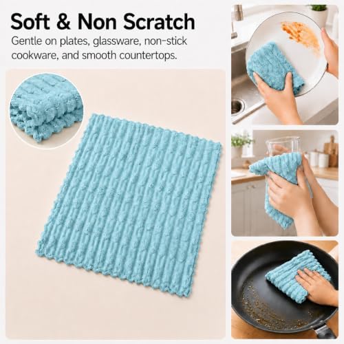 kimteny Microfiber Dish Cloths for Washing Dishes 18 Pack, Lake Blue - Image 4