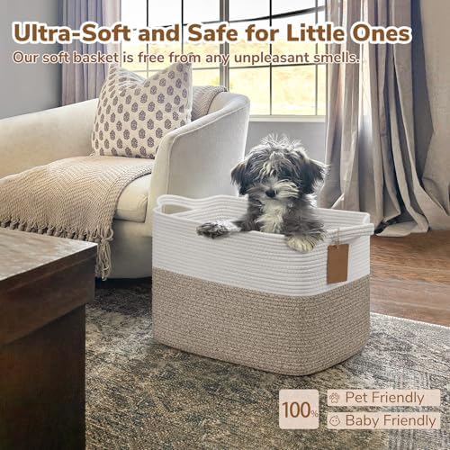Goodpick 50L Large Woven Rope Storage Basket, Light Brown - Image 6
