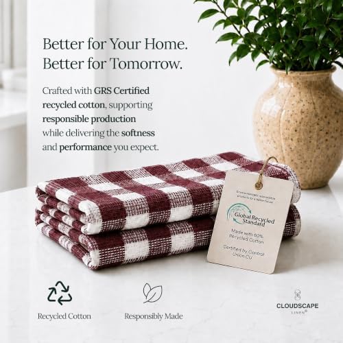 Cloud Scape Linen Premium Kitchen Towels Set of 6, Quick Dry - Image 6