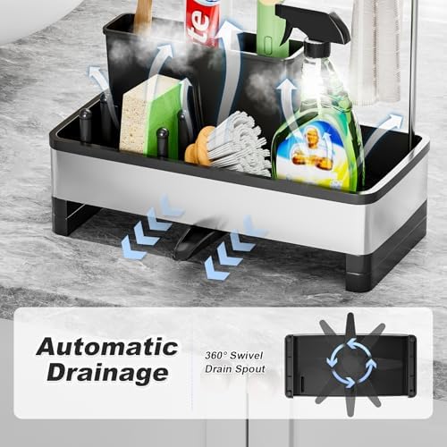 Ewaiira Sponge Holder for Kitchen Sink, Stainless Steel Sink Caddy - Image 4