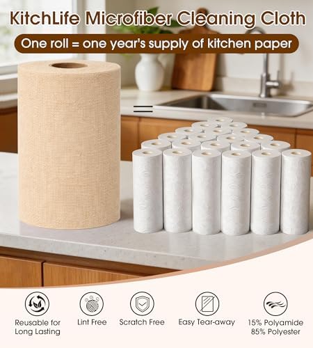 Microfiber Cleaning Cloth Roll, 100 Pack 12 x 12 Inch Tear Away Reusable Paper - Image 4
