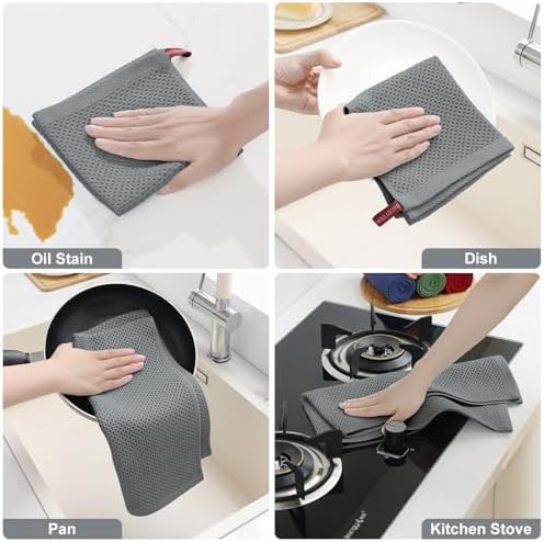Homaxy 10 Pack 100% Cotton Kitchen Towels and Dishcloths Set - Image 5