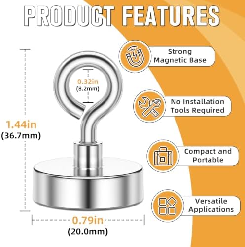 FINDMAG Magnet Hooks, 50LB+ Magnetic Hooks - Image 2