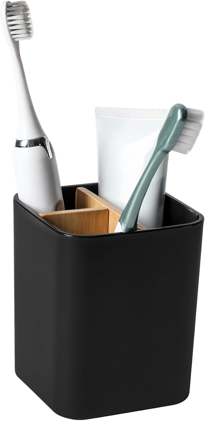 Bamboo Toothbrush Holder for Bathrooms Toothpaste Organizer by Heagoale