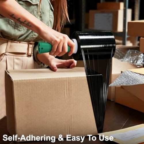 Mini Black Stretch Wrap Film 5.1" x 1000ft 2 Pack 80 Gauge Heavy Duty - Image 4